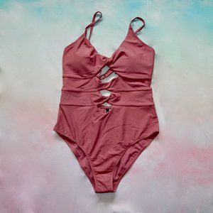NWT BEBE One Piece Blush Pink Swimsuit